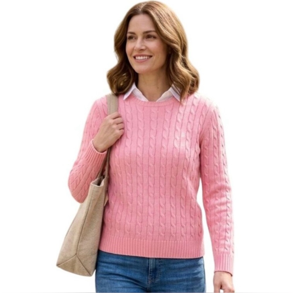Ralph Lauren Women's Crewneck Cotton
Sweater Cable Knit Coral Pink XL